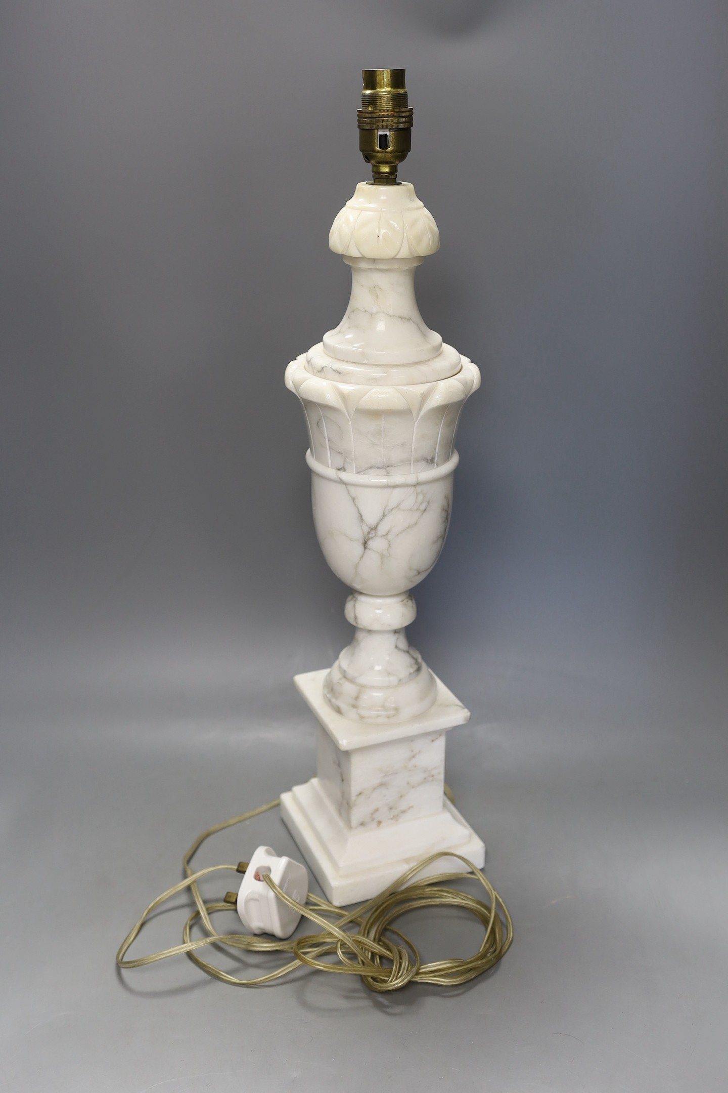 A white marble desk lamp, 47cm